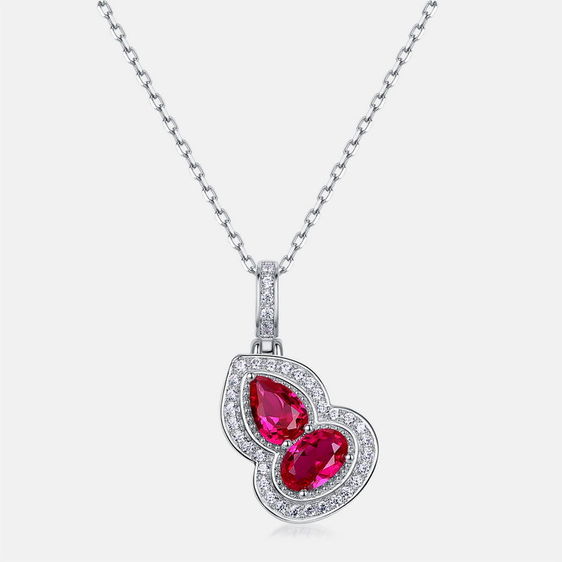 Silver Ruby Gourd Necklace