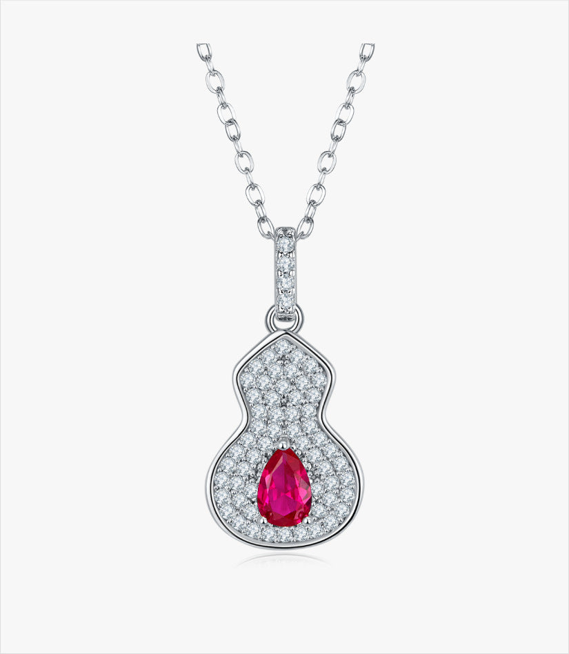 Silver Ruby Gourd Necklace