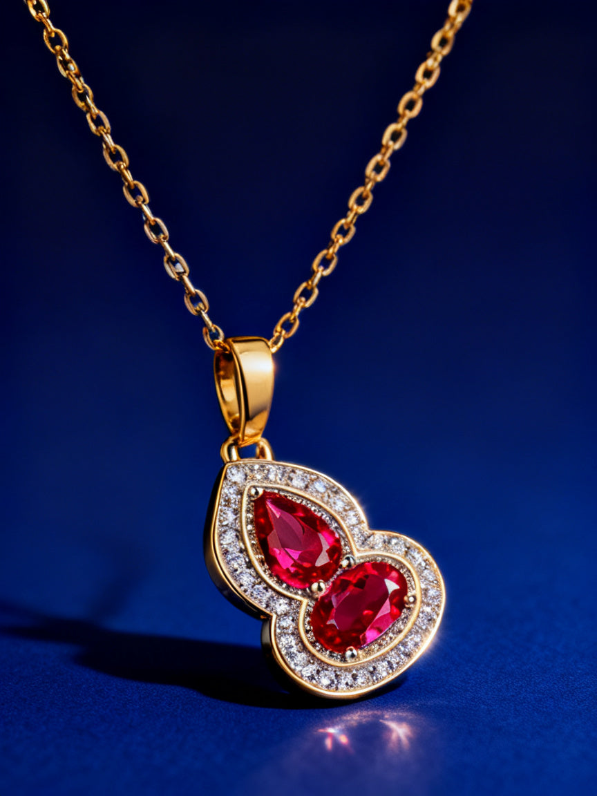 Silver Ruby Gourd Necklace