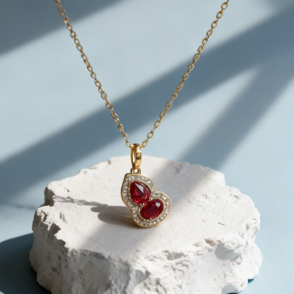 Silver Ruby Gourd Necklace
