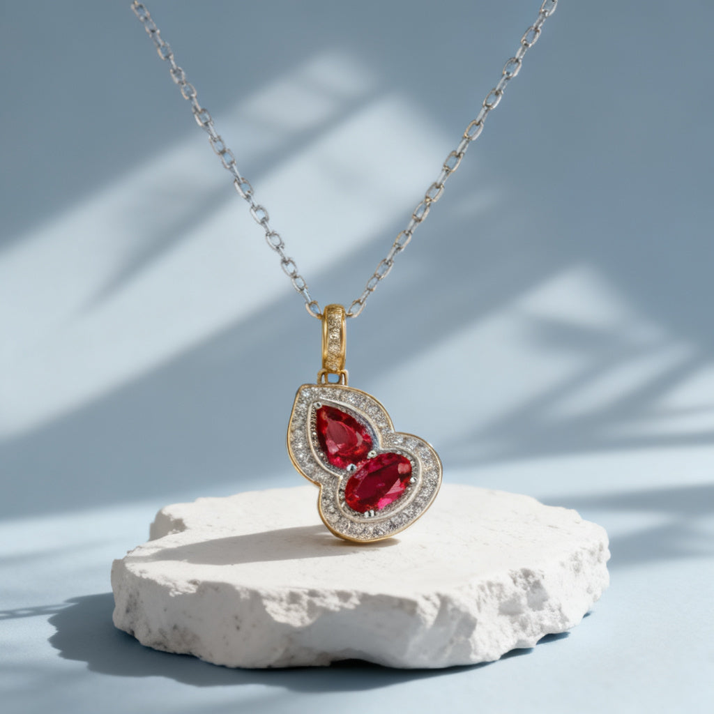 Silver Ruby Gourd Necklace