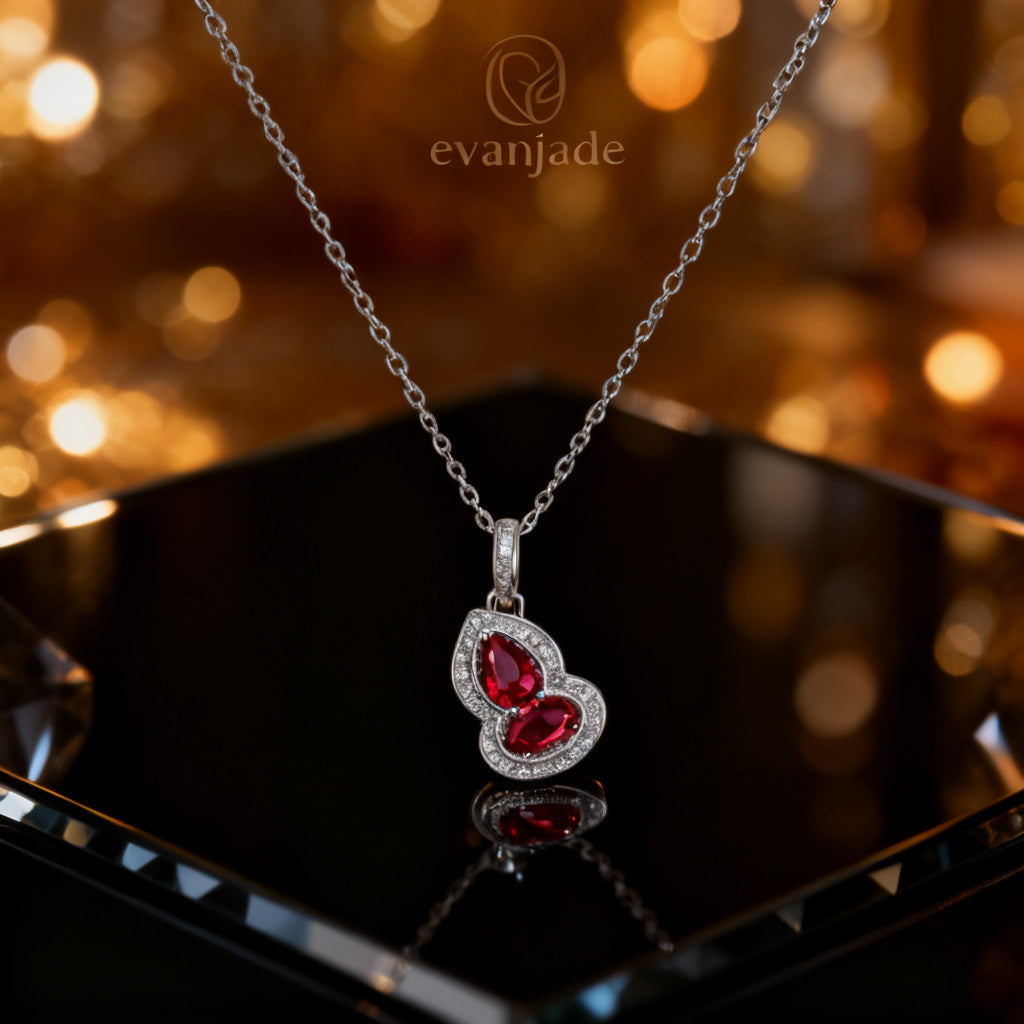 Silver Ruby Gourd Necklace