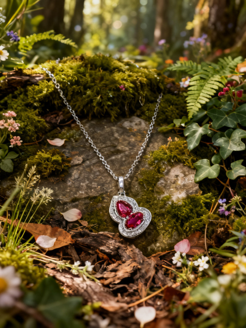Silver Ruby Gourd Necklace