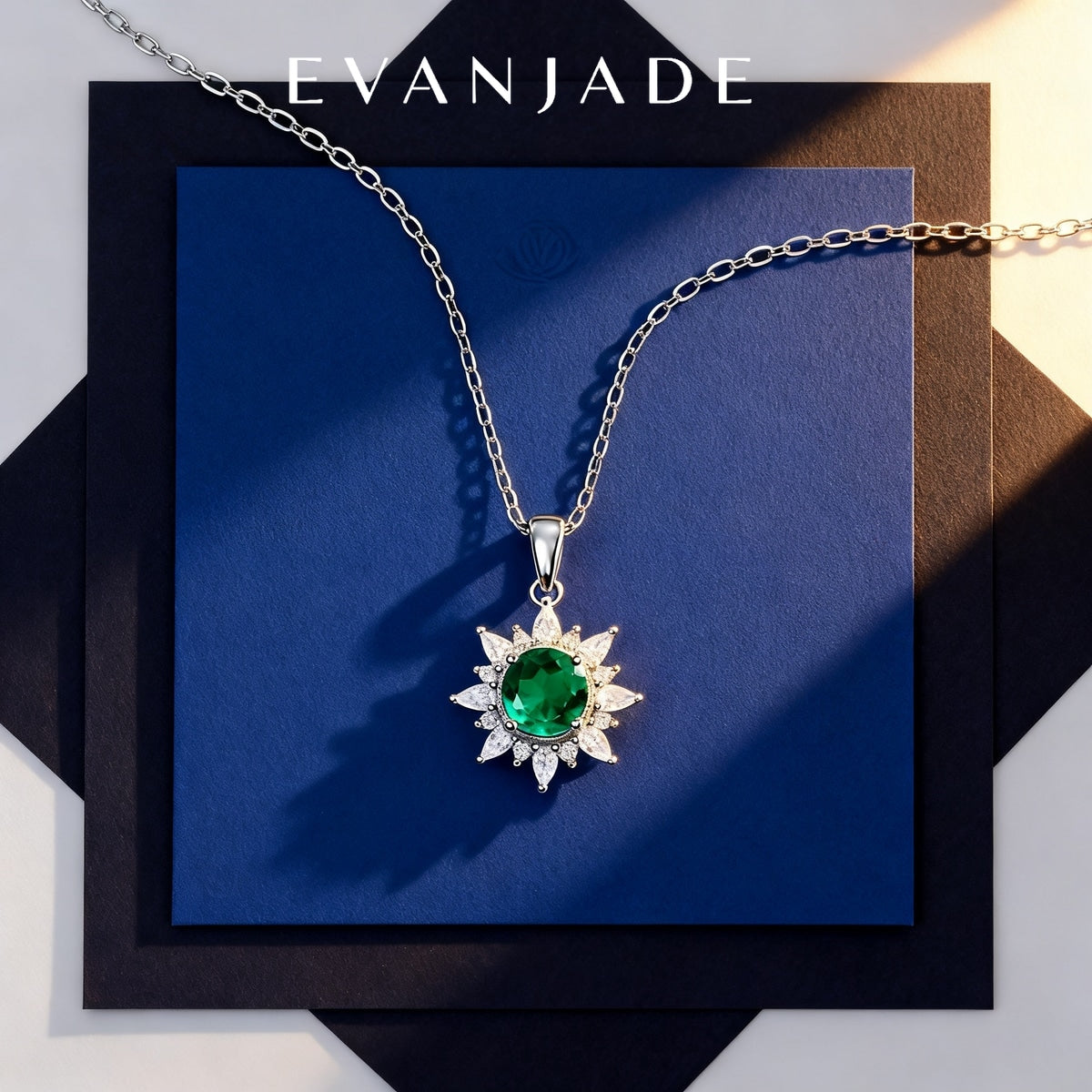 Emerald Green Sunflower Silver Pendant Necklace Seedream product image 3