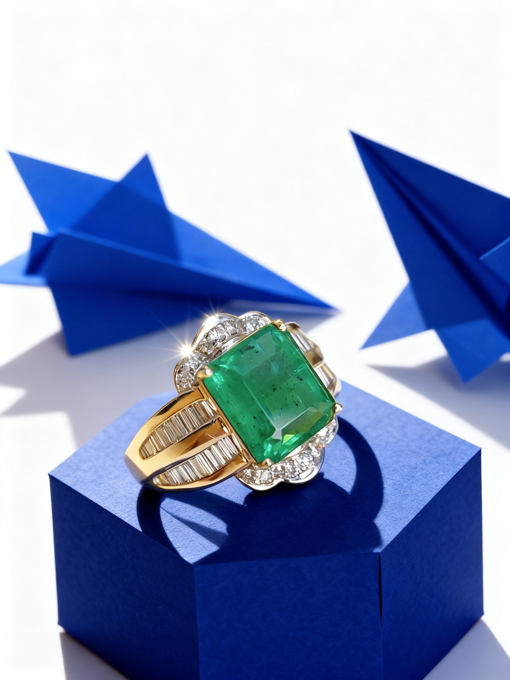 18K Gold Natural Emerald Ring