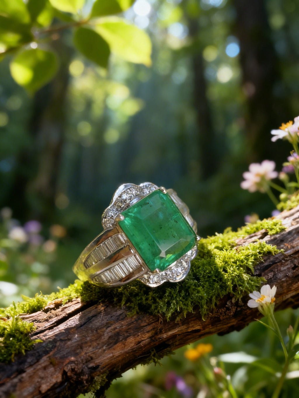 18K Gold Natural Emerald Ring