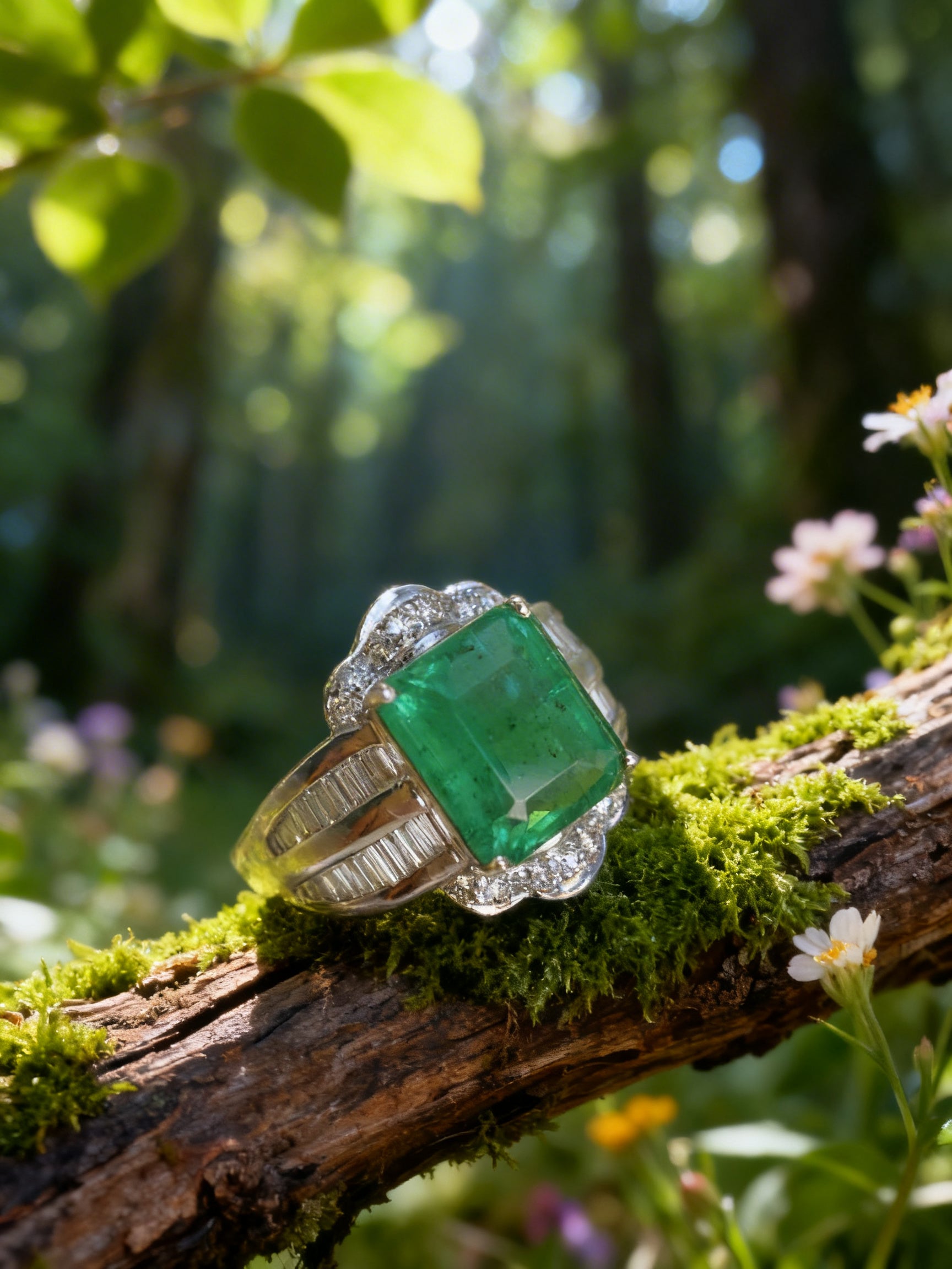 18K Gold Natural Emerald Ring