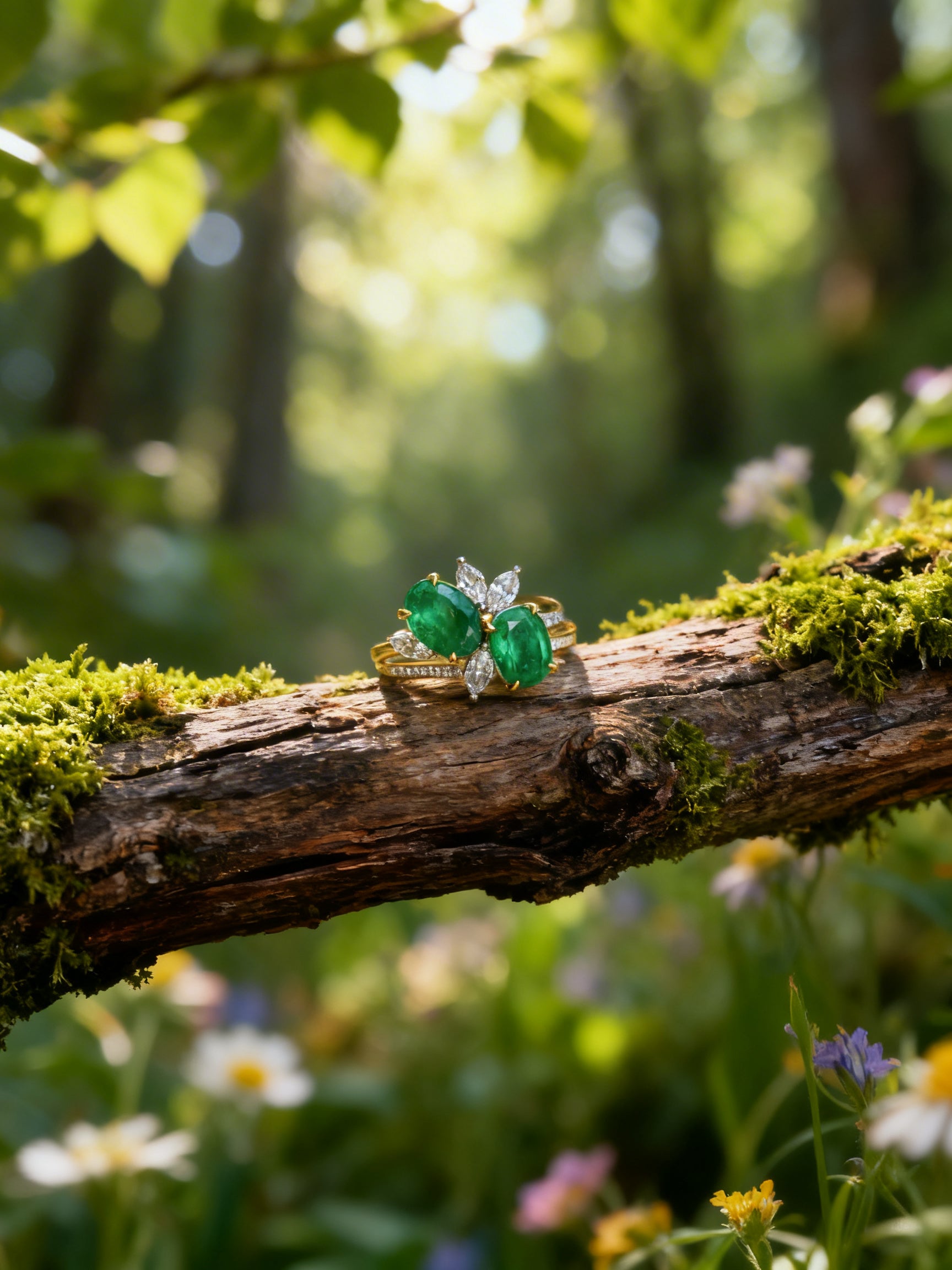 18K Gold Natural Emerald Ring