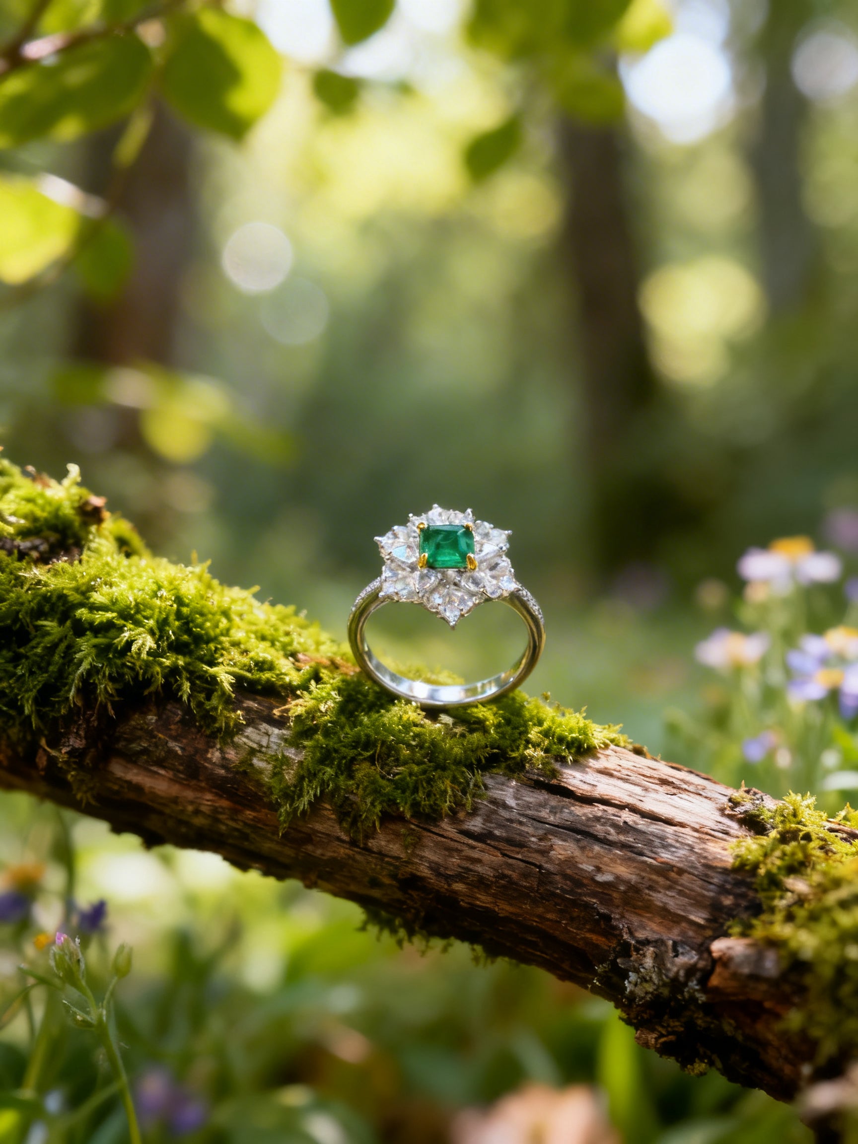 18K Gold Natural Emerald Ring