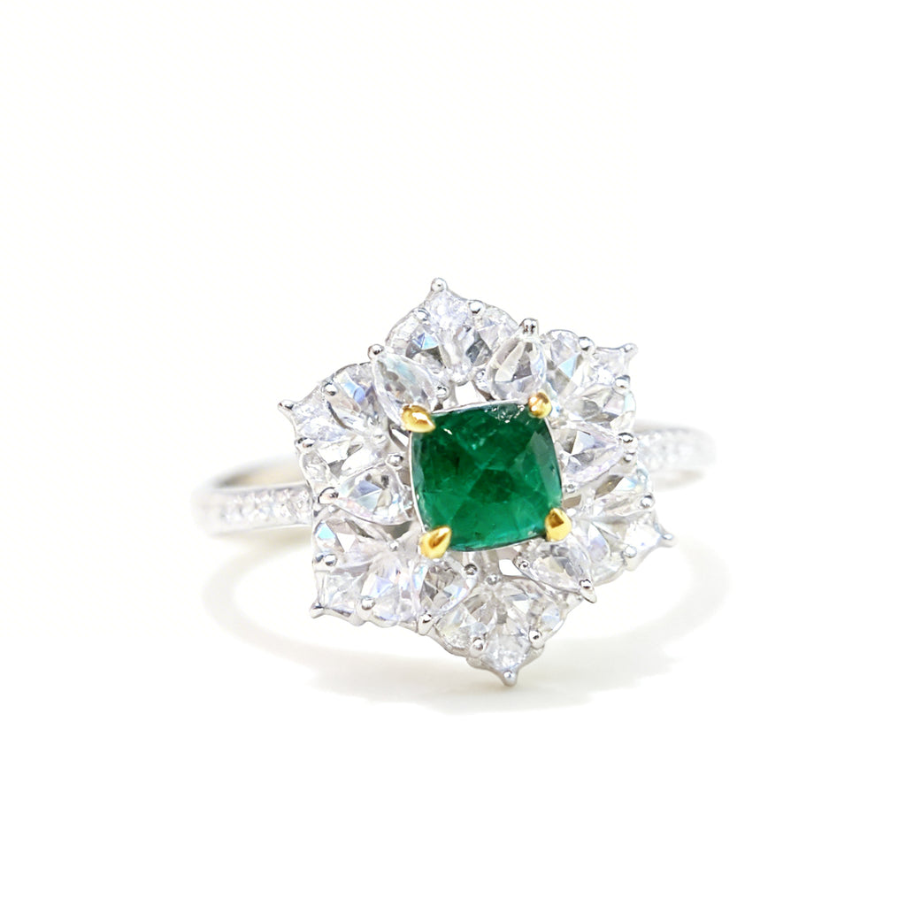 18K Gold Natural Emerald Ring