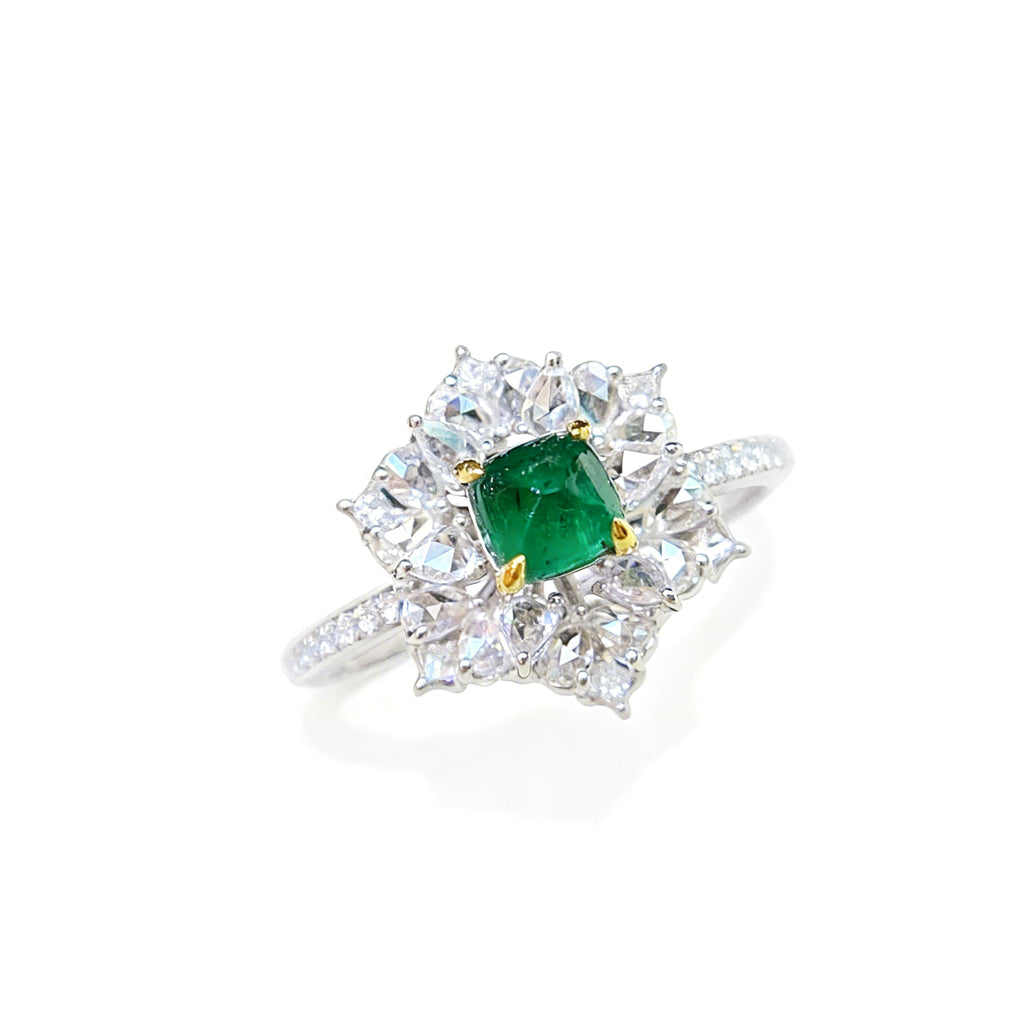 18K Gold Natural Emerald Ring