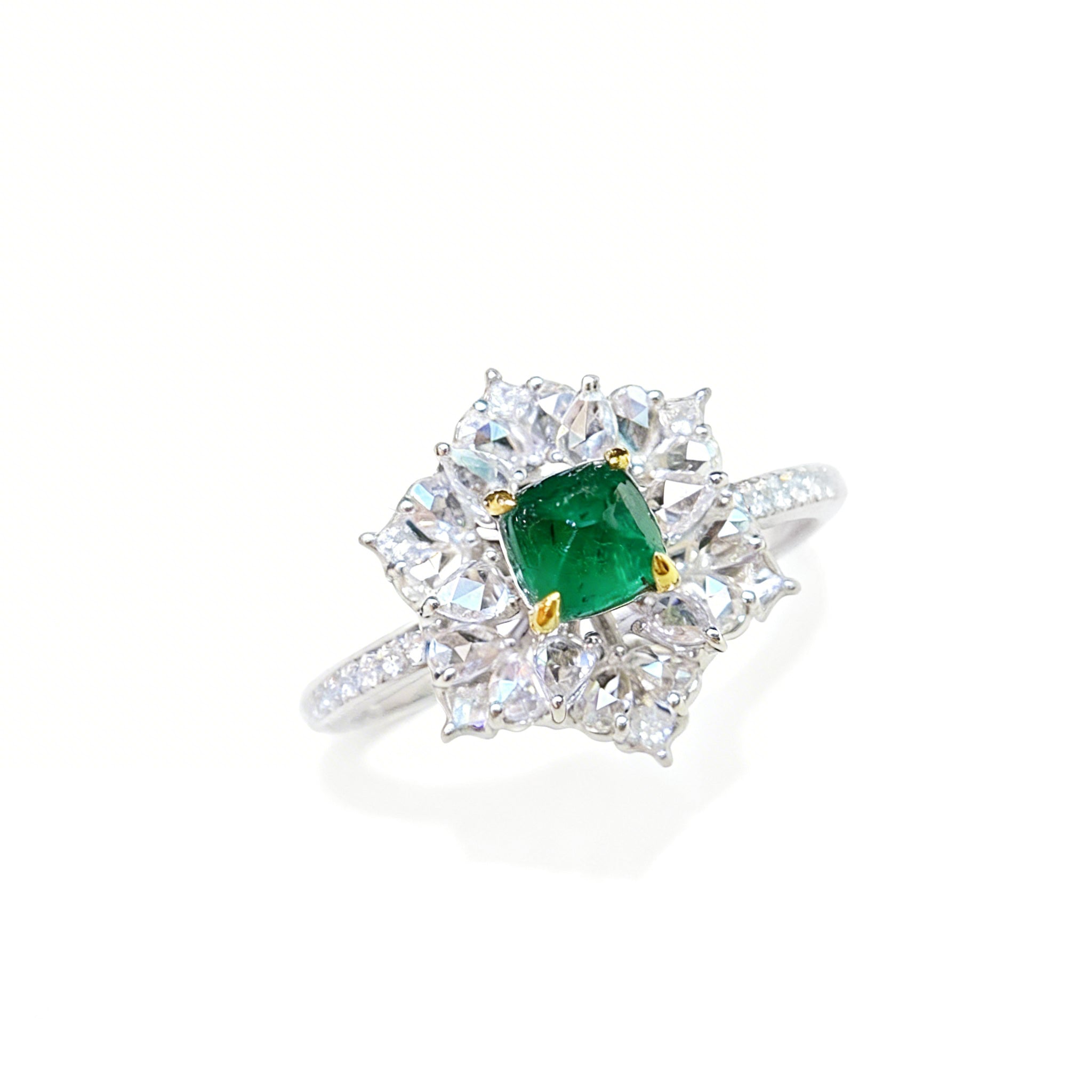 18K Gold Natural Emerald Ring