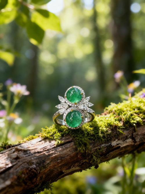 18K Gold Natural Emerald Ring
