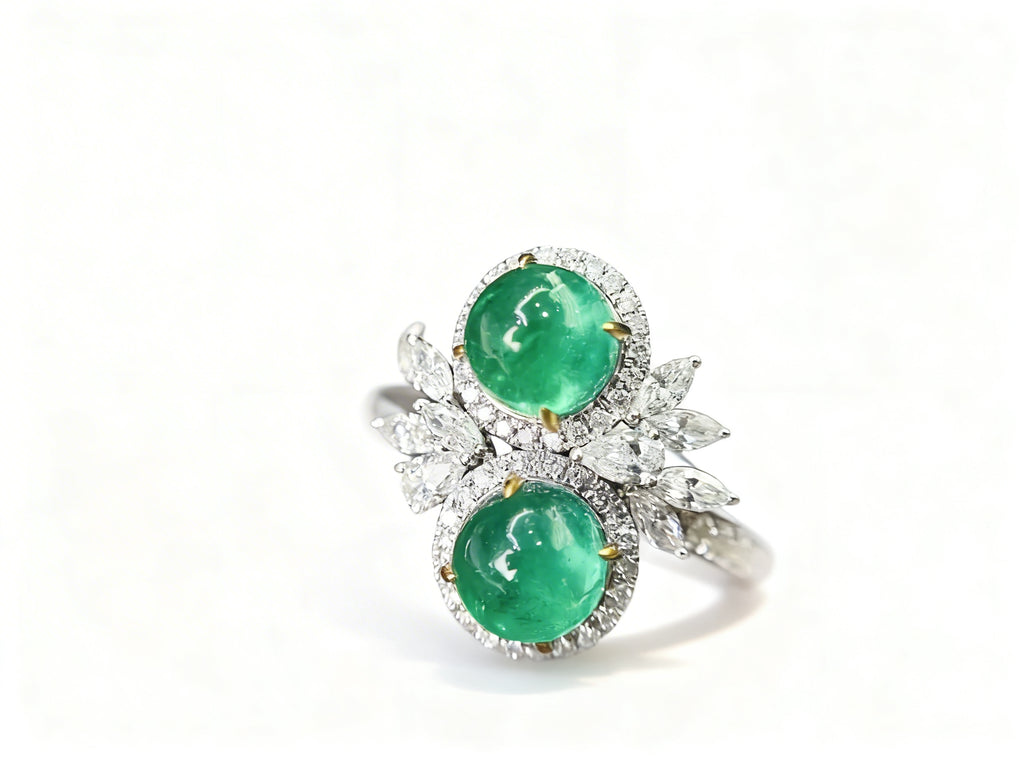 18K Gold Natural Emerald Ring