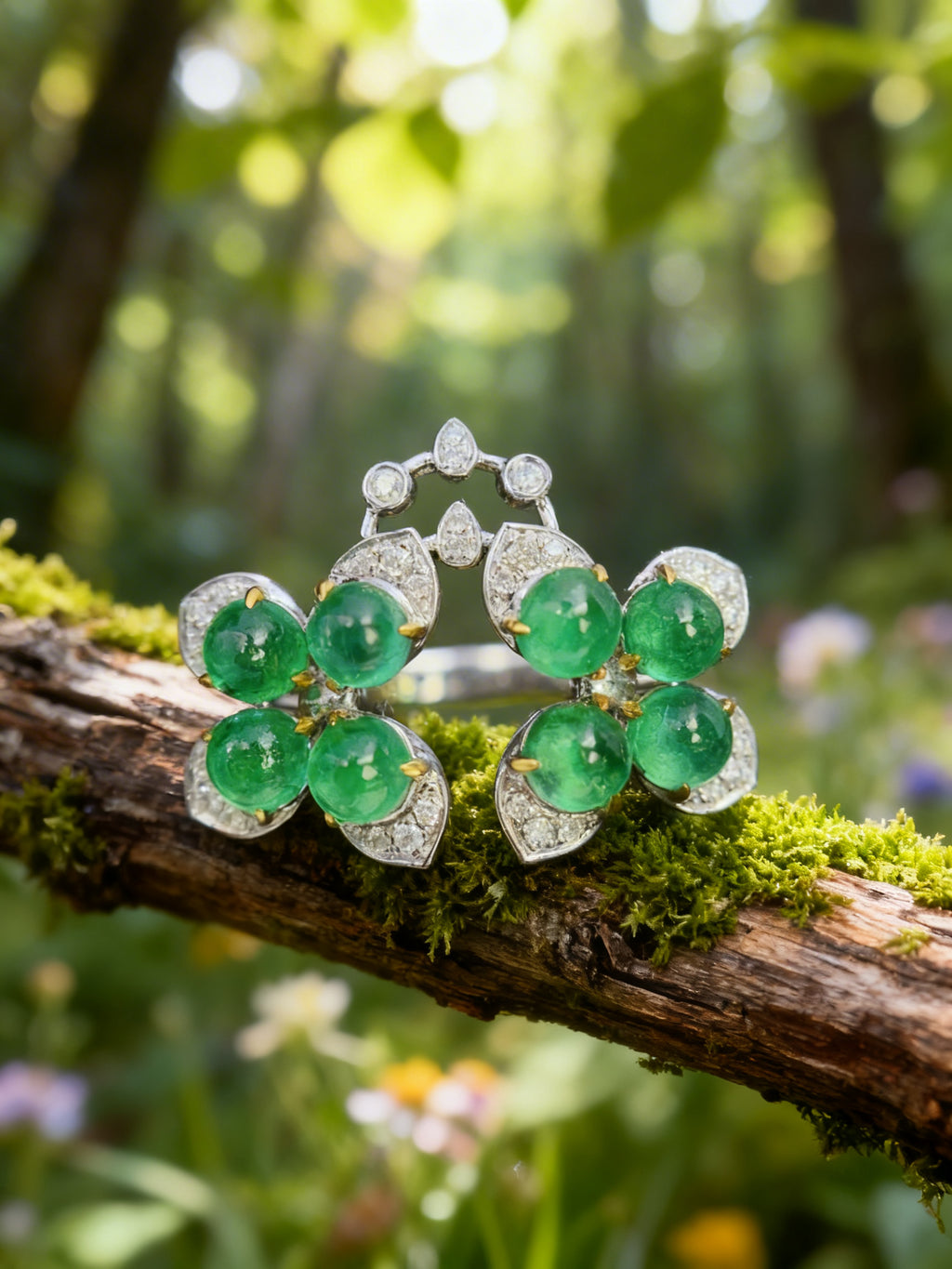 18K Gold Natural Emerald Ring