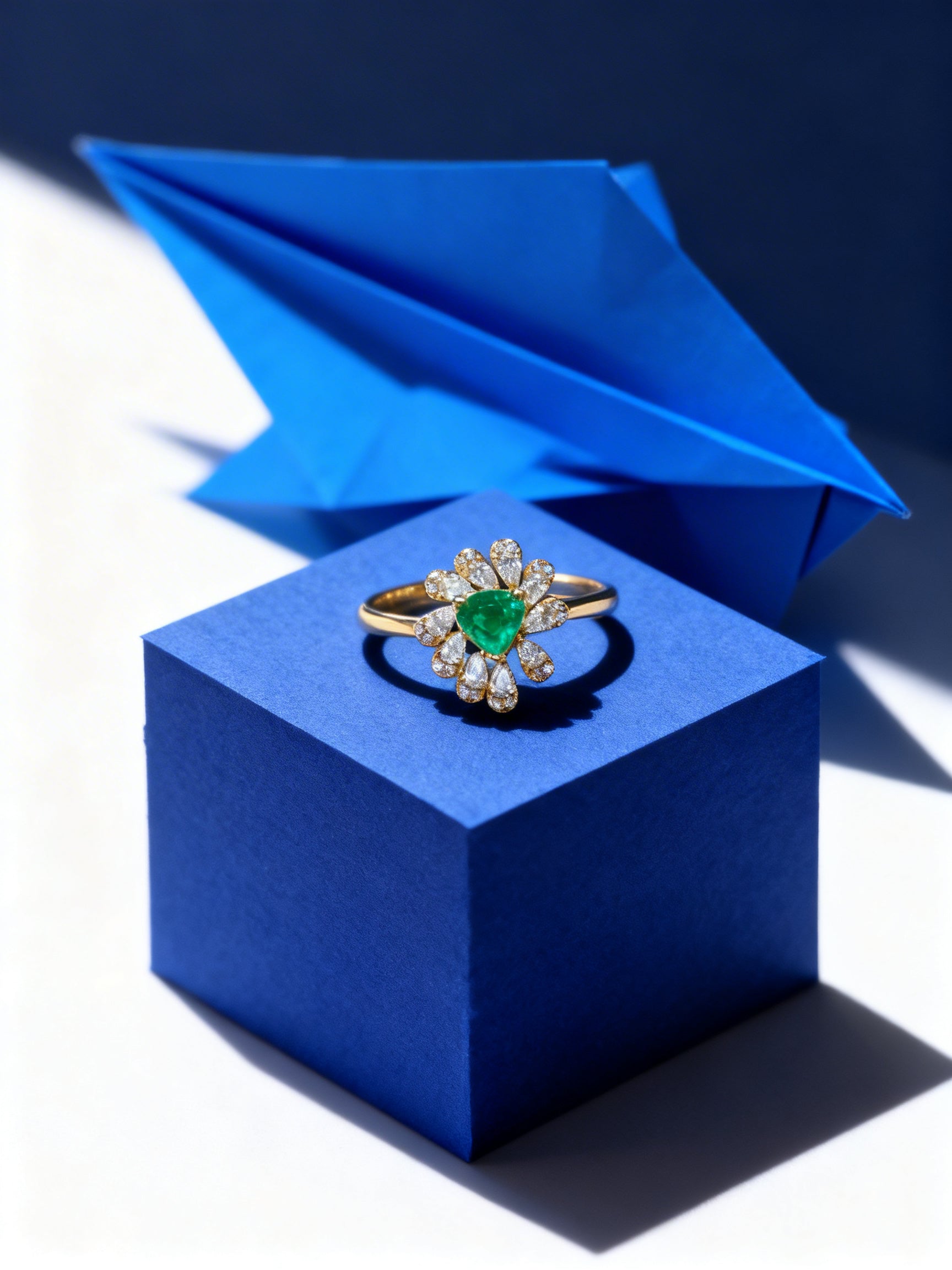 18K Gold Natural Emerald Ring