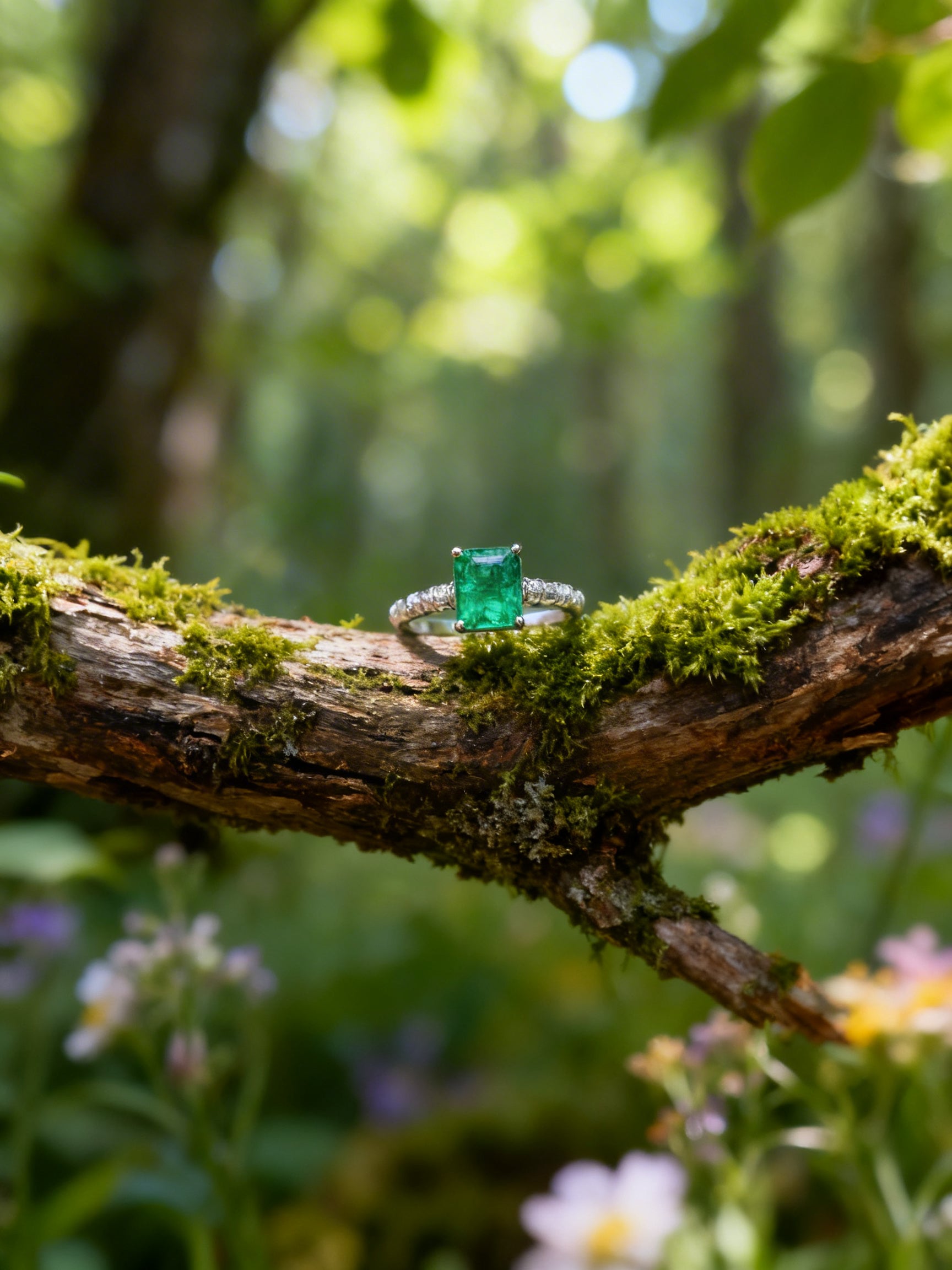 18K Gold Natural Emerald Ring