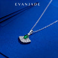 Green Oval Fan Dress Silver Pendant Necklace Seedream product image 1