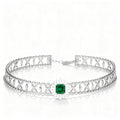 Green Square Gemstone Openwork Choker Necklace in S925 Silver white background product hero