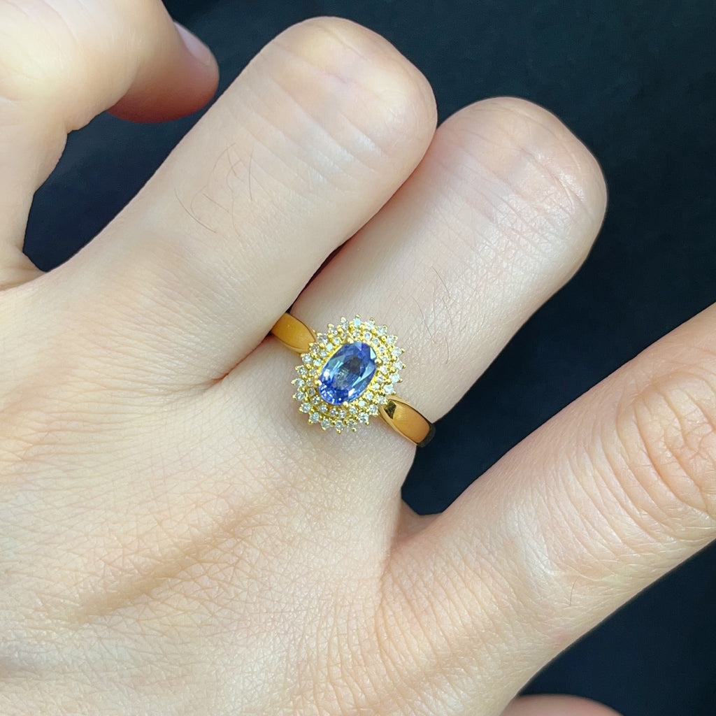 18K Gold Natural Sapphire Ring