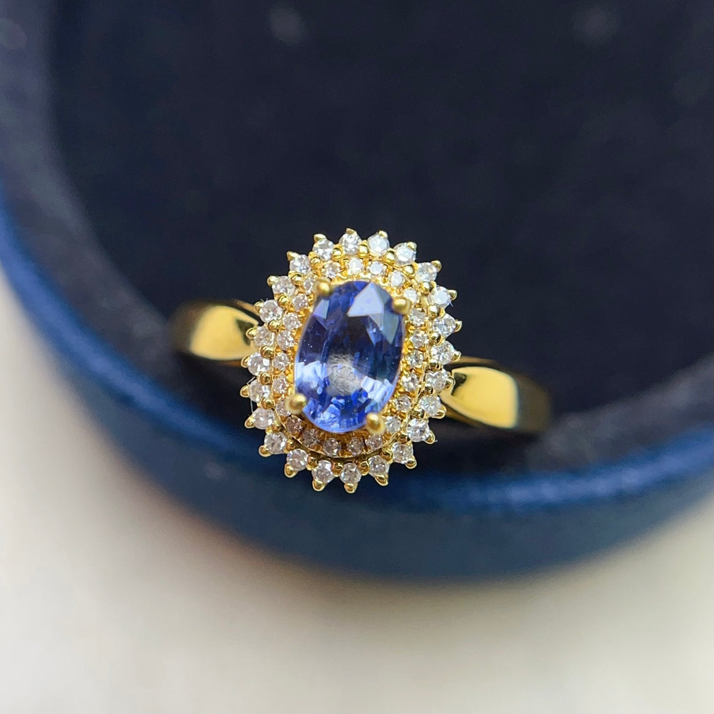 18K Gold Natural Sapphire Ring
