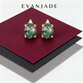 Moss Green Oval Gold Stud Earrings Seedream product image 1