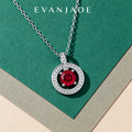 Round Ruby Silver Circle Halo Pendant Necklace Seedream product image 1