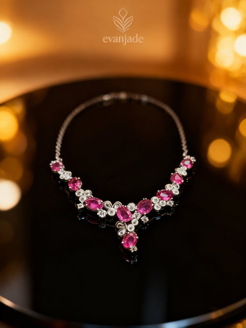 Burmese Ruby Necklace in 18K Gold, Diamond Accent, Sapphire Accent