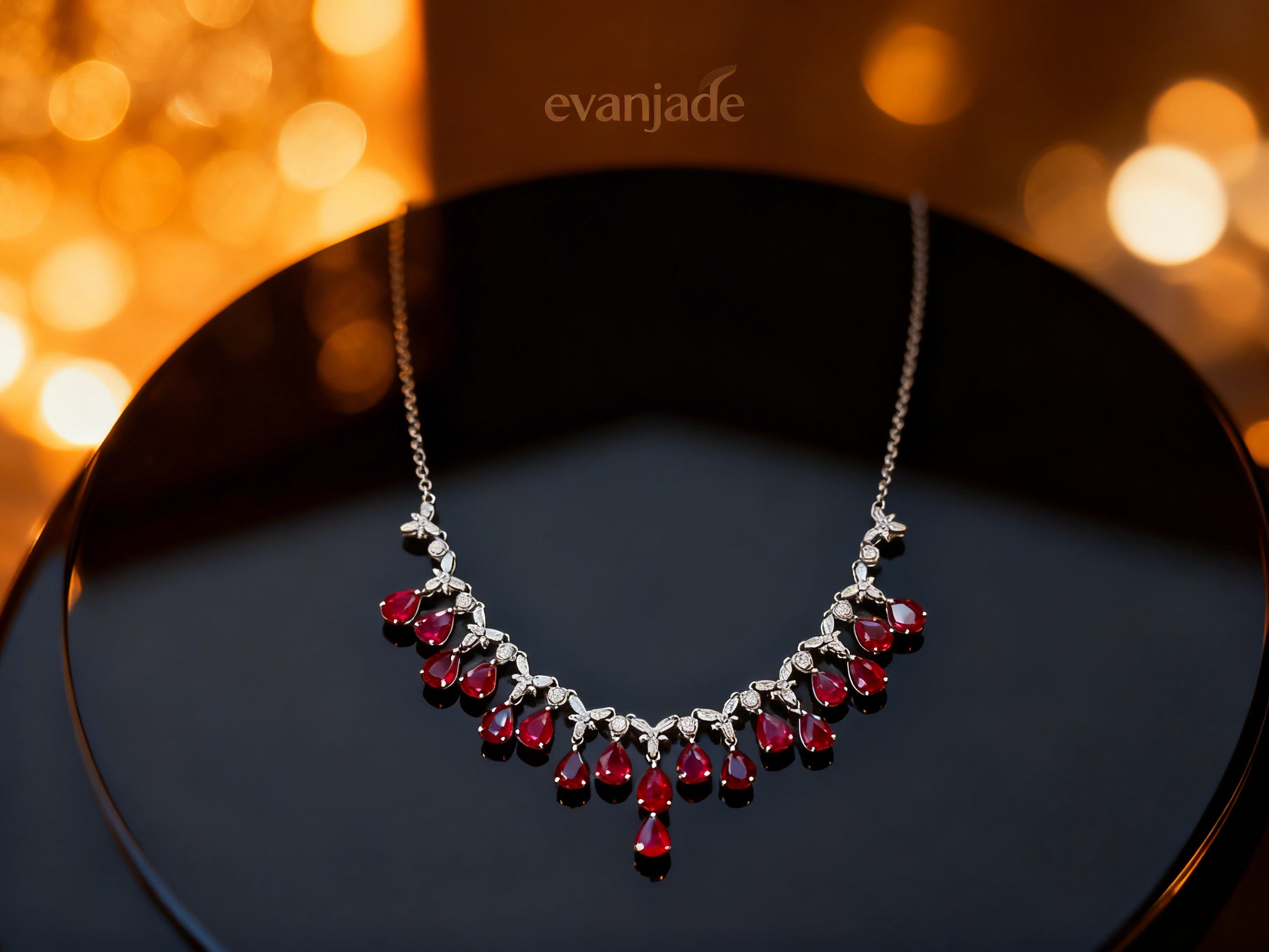 Burmese Ruby Necklace in 18K Gold, Diamond Accent