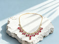 Burmese Ruby Necklace in 18K Gold, Diamond Accent