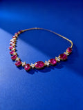 Unheated Ruby Necklace in 18K Gold, Sapphire Accent