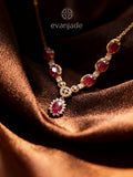Natural Ruby Necklace in 18K Gold, Diamond Accent, Sapphire Accent
