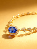 Natural Sapphire Necklace in 18K Gold, Diamond Accent