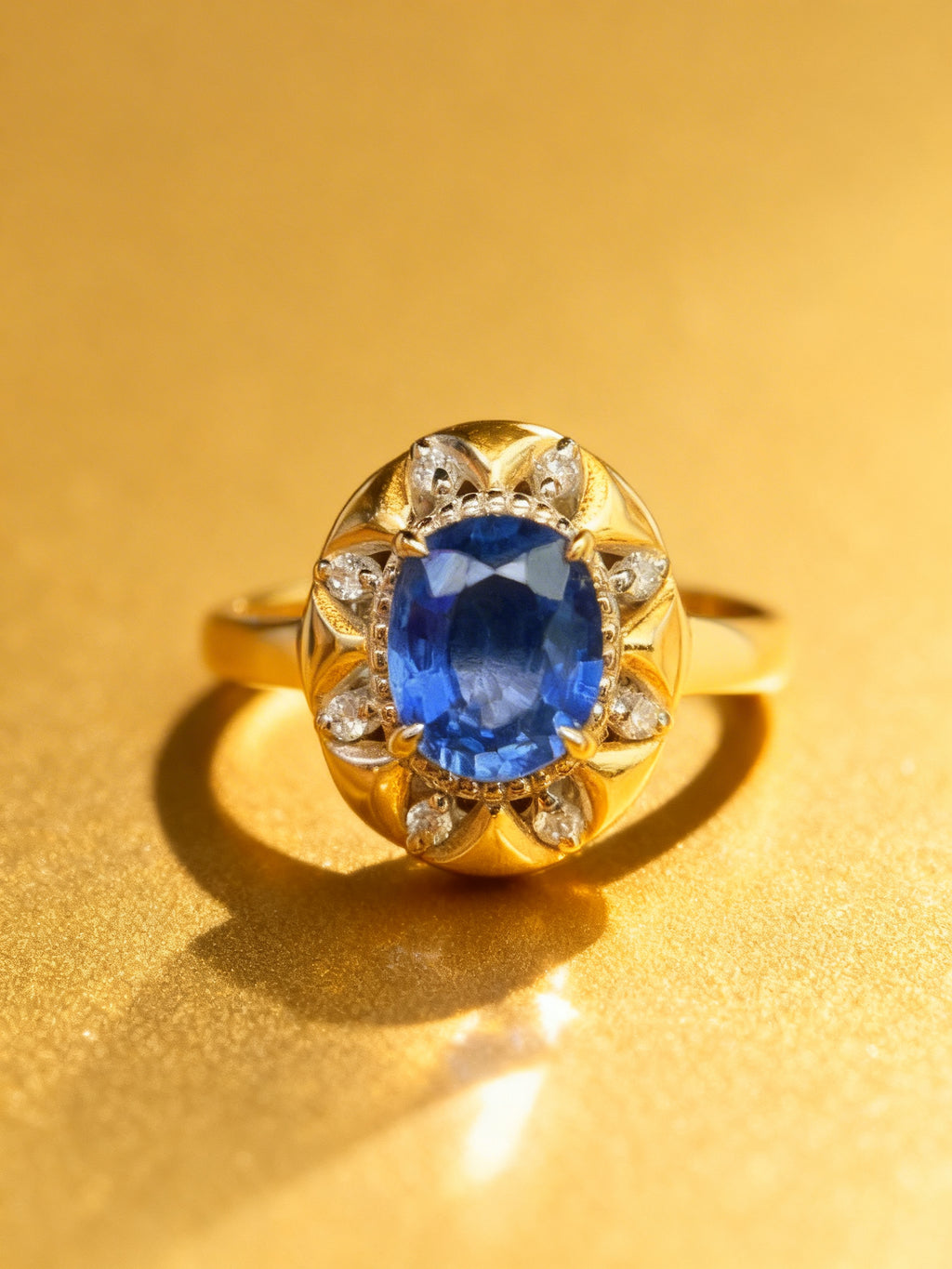 18K Gold Natural Sapphire Ring