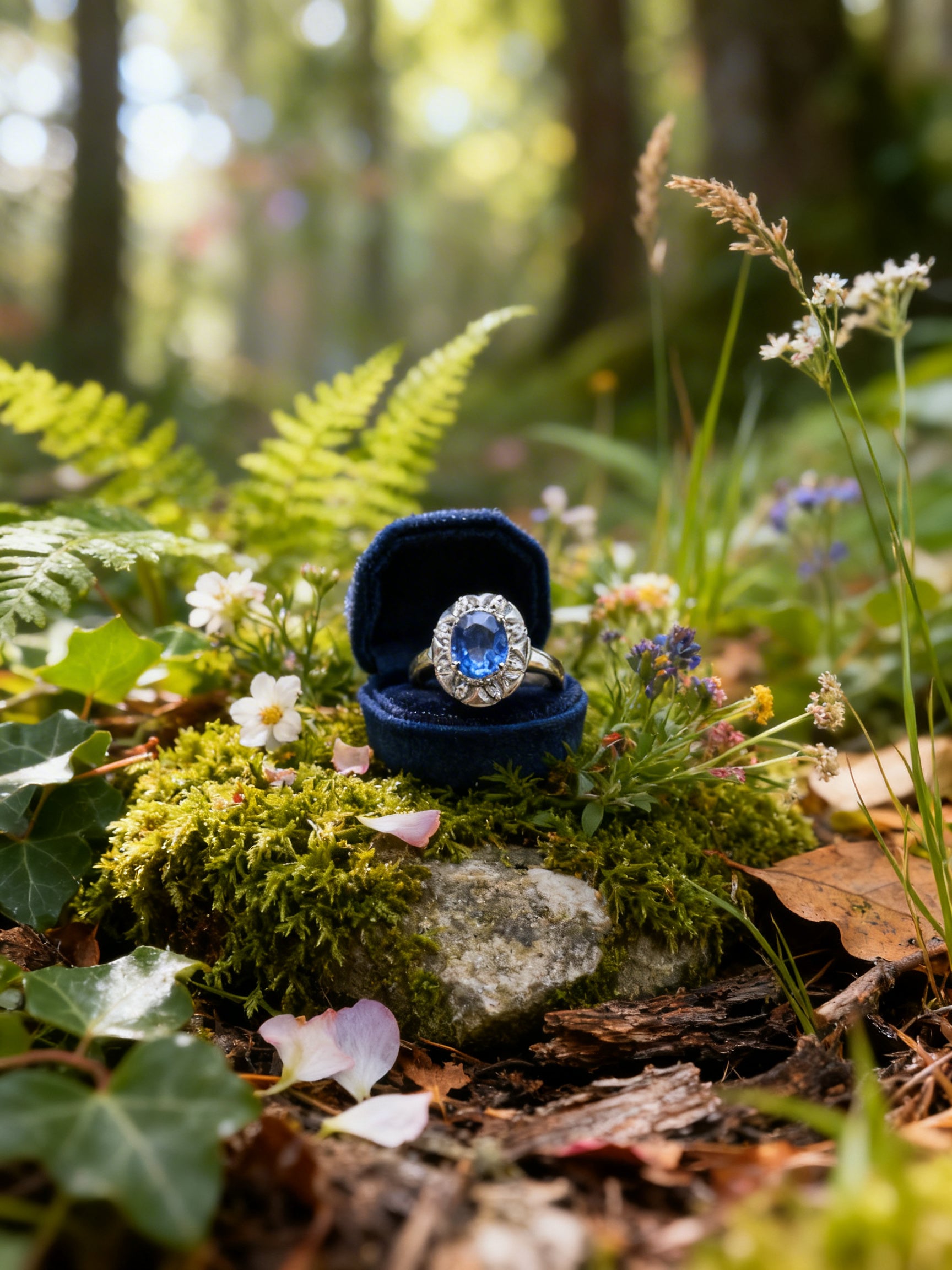 18K Gold Natural Sapphire Ring