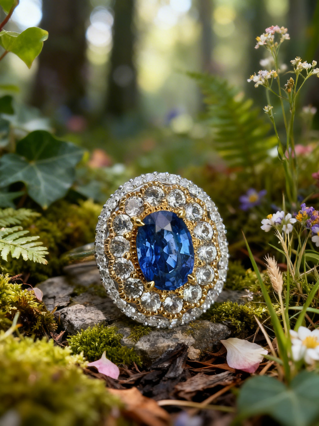 18K Gold Natural Sapphire Ring