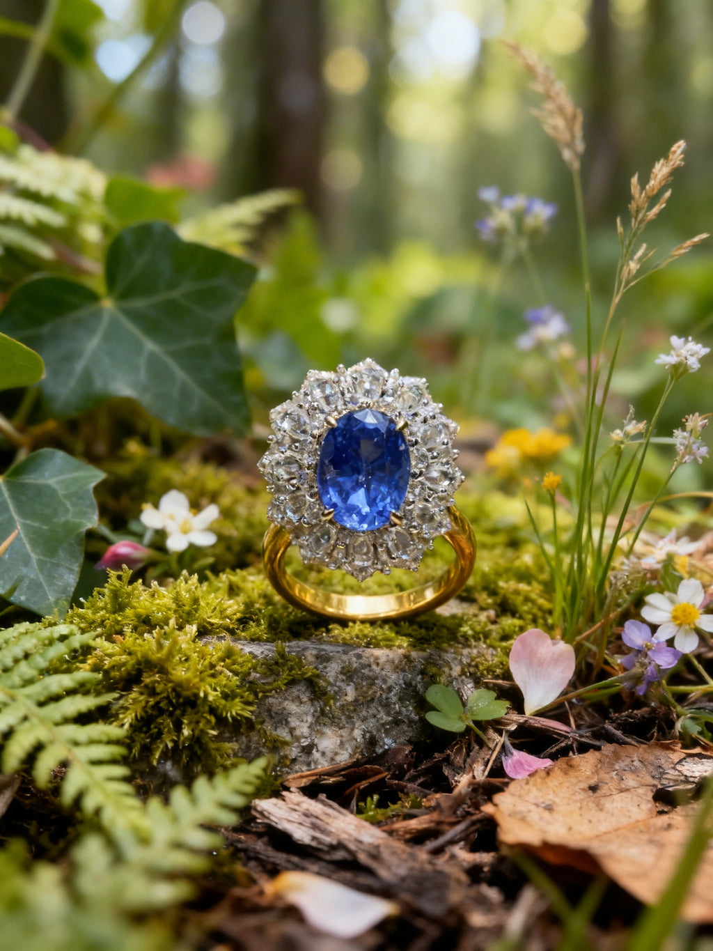 18K Gold Natural Sapphire Ring