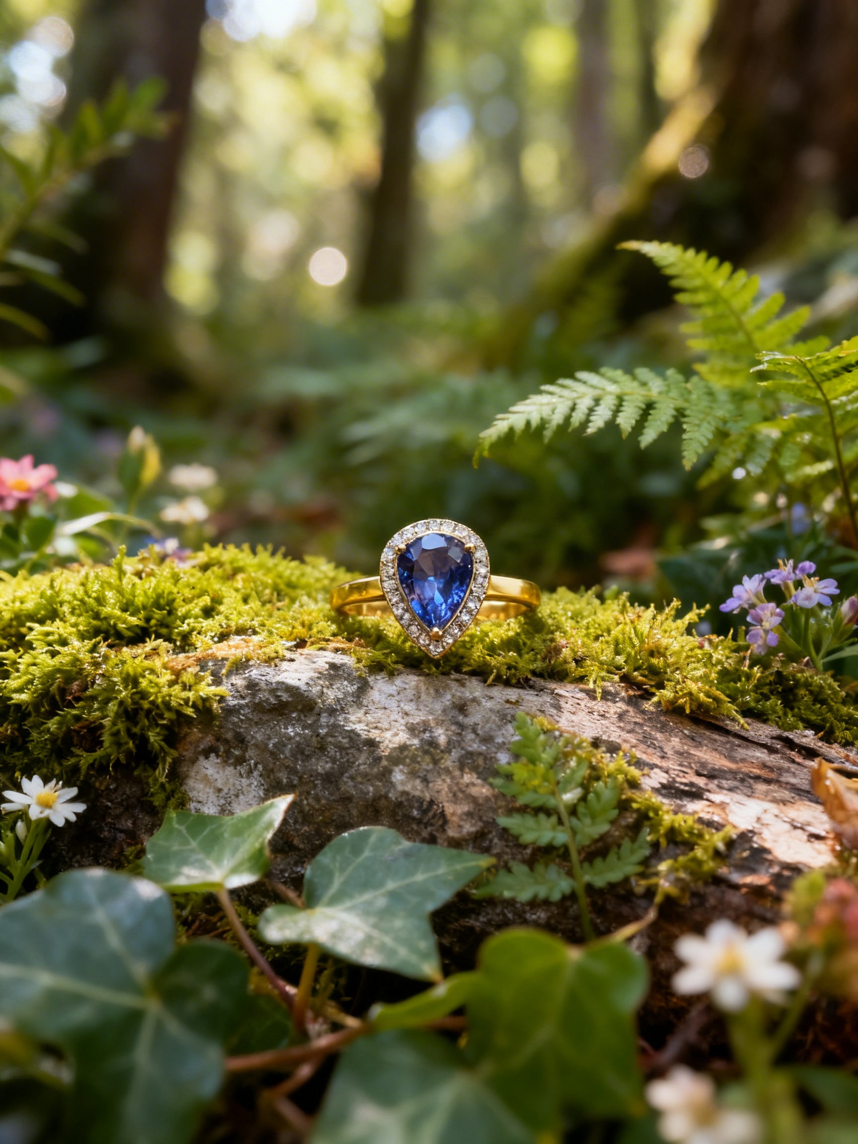 18K Gold Natural Sapphire Ring