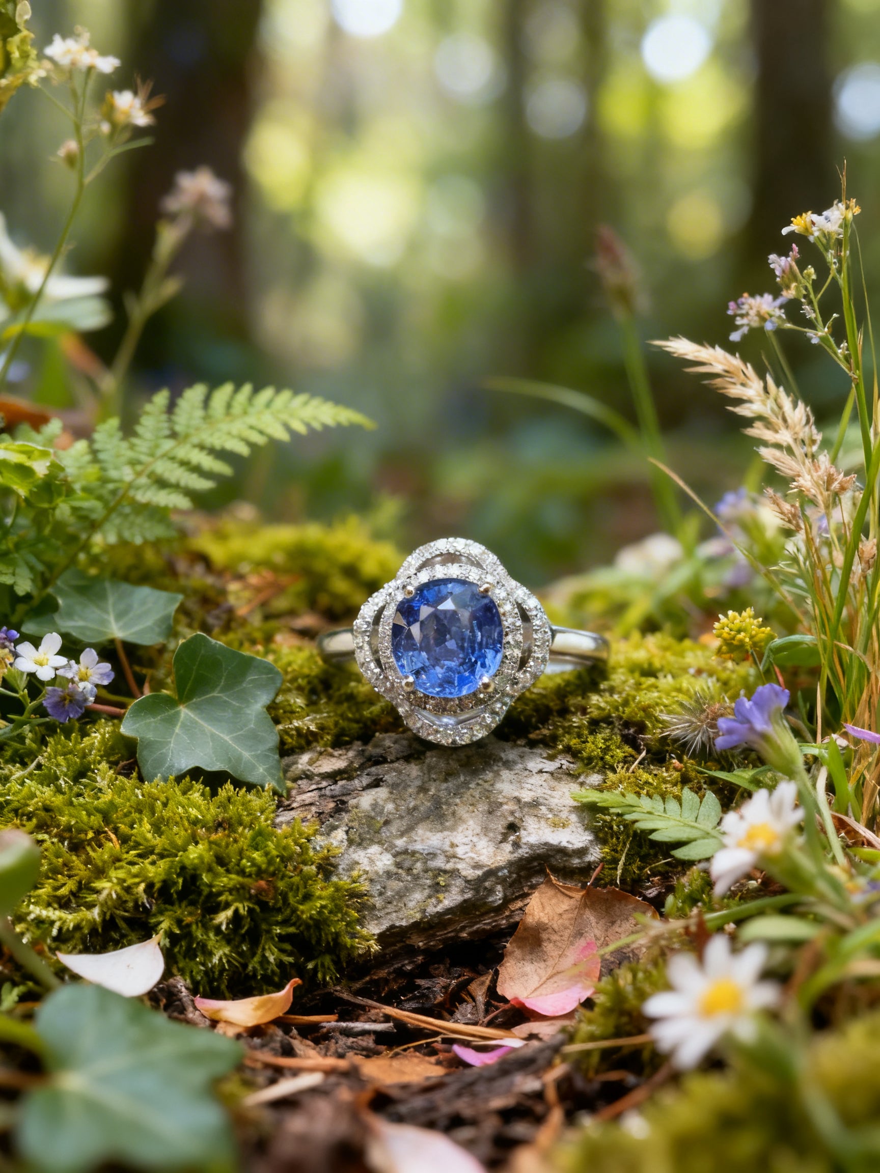 18K Gold Natural Sapphire Ring