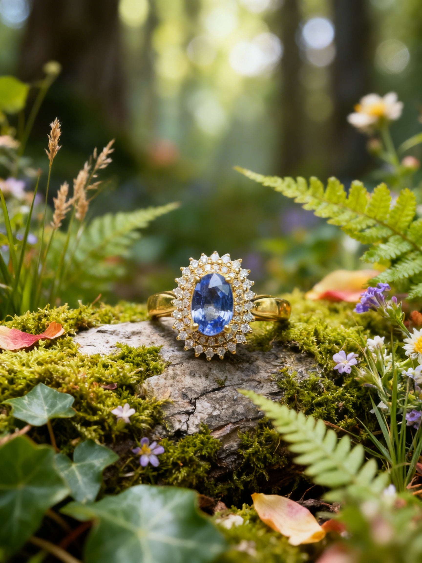 18K Gold Natural Sapphire Ring