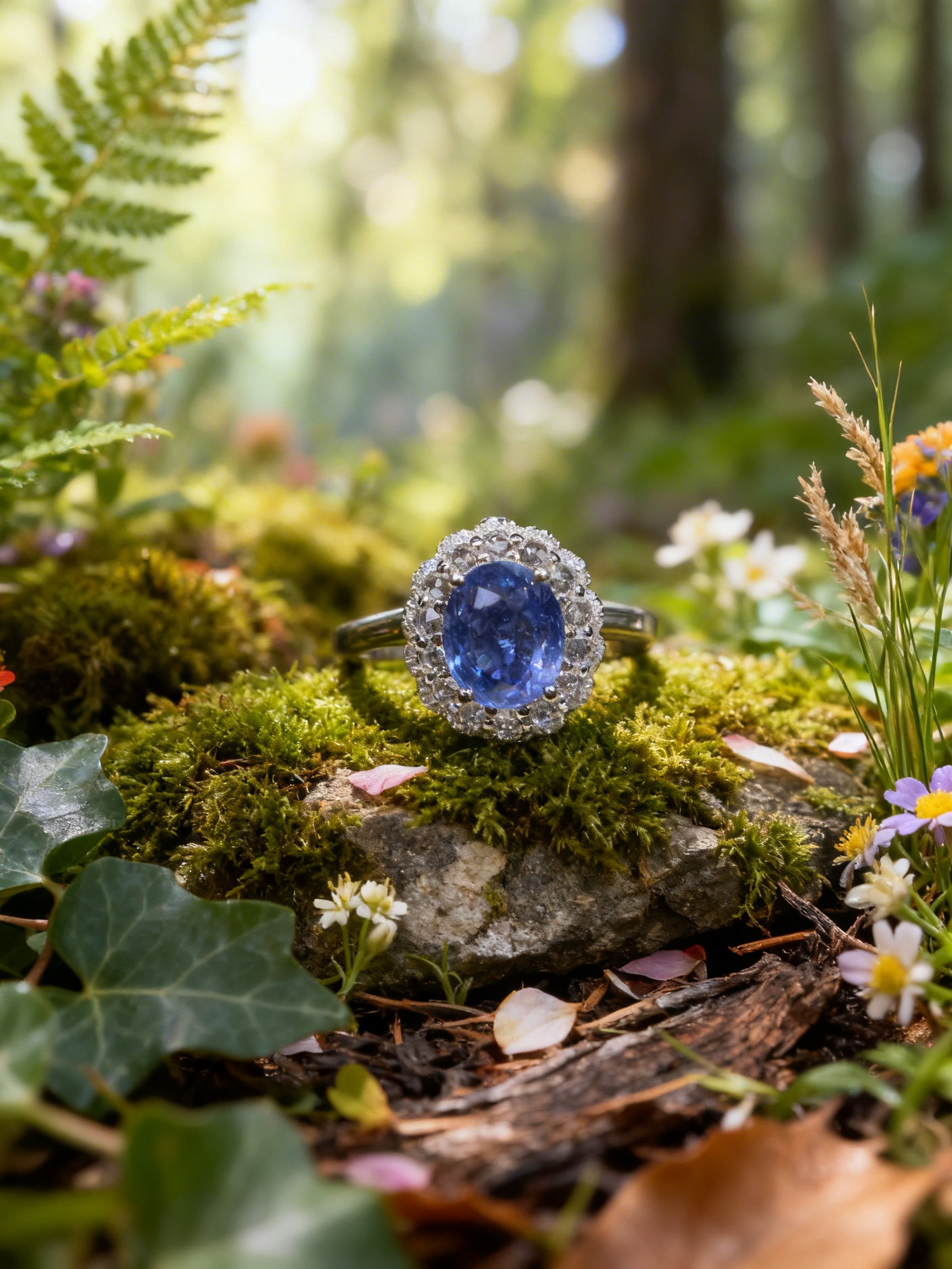 18K Gold Natural Sapphire Ring