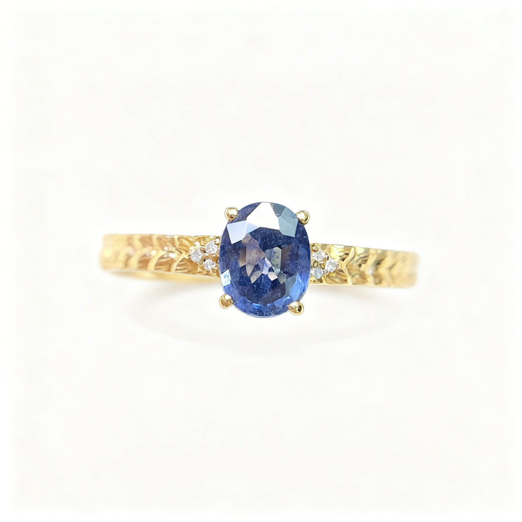 18K Gold Natural Sapphire Ring