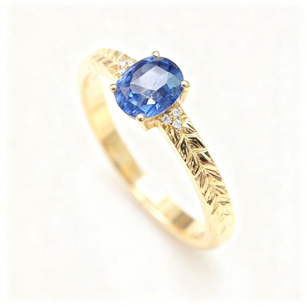 18K Gold Natural Sapphire Ring