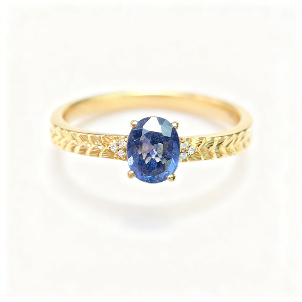 18K Gold Natural Sapphire Ring