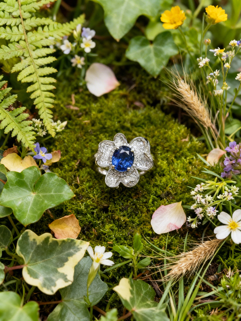 18K Gold Natural Sapphire Ring