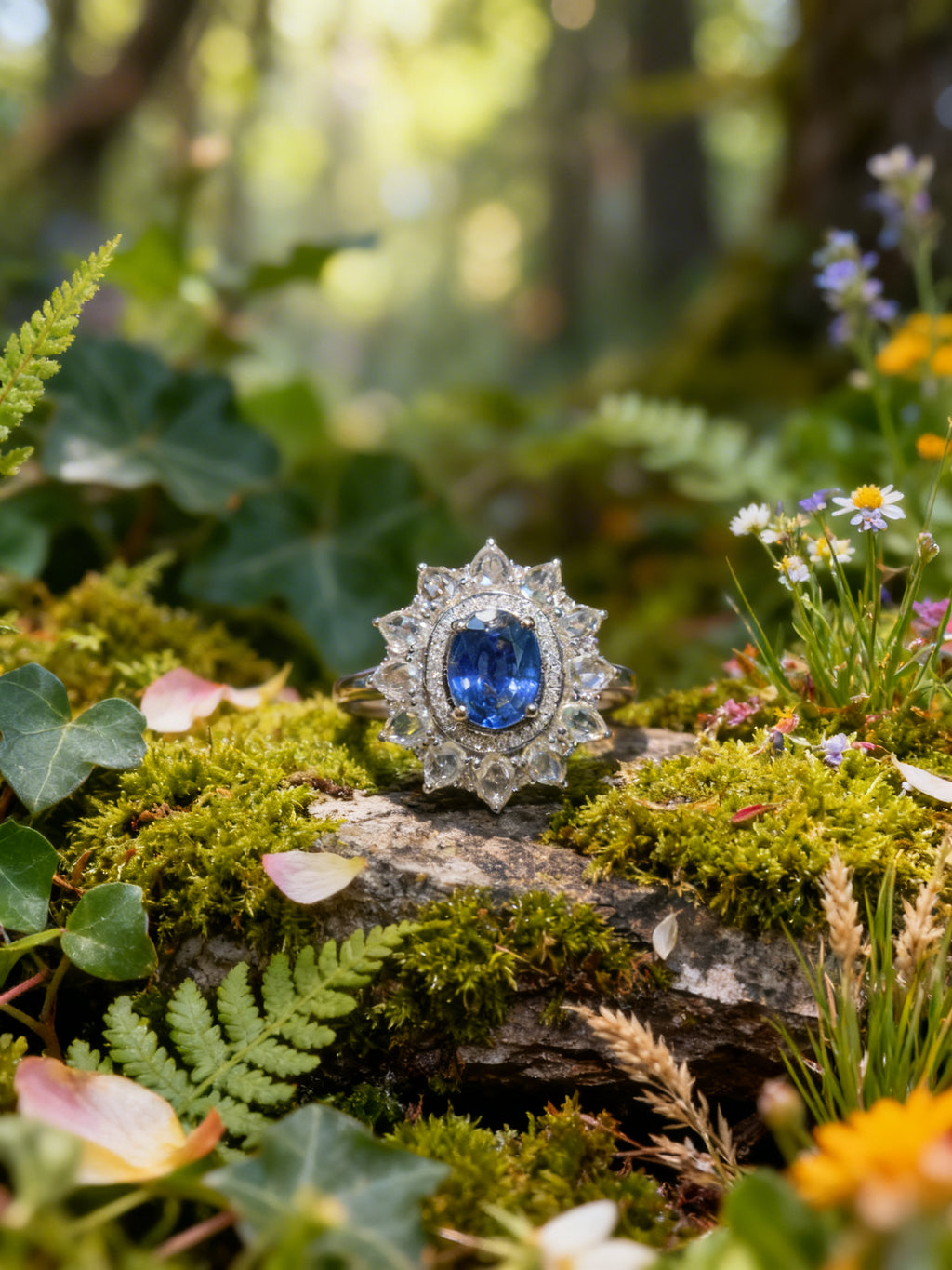 18K Gold Natural Sapphire Ring