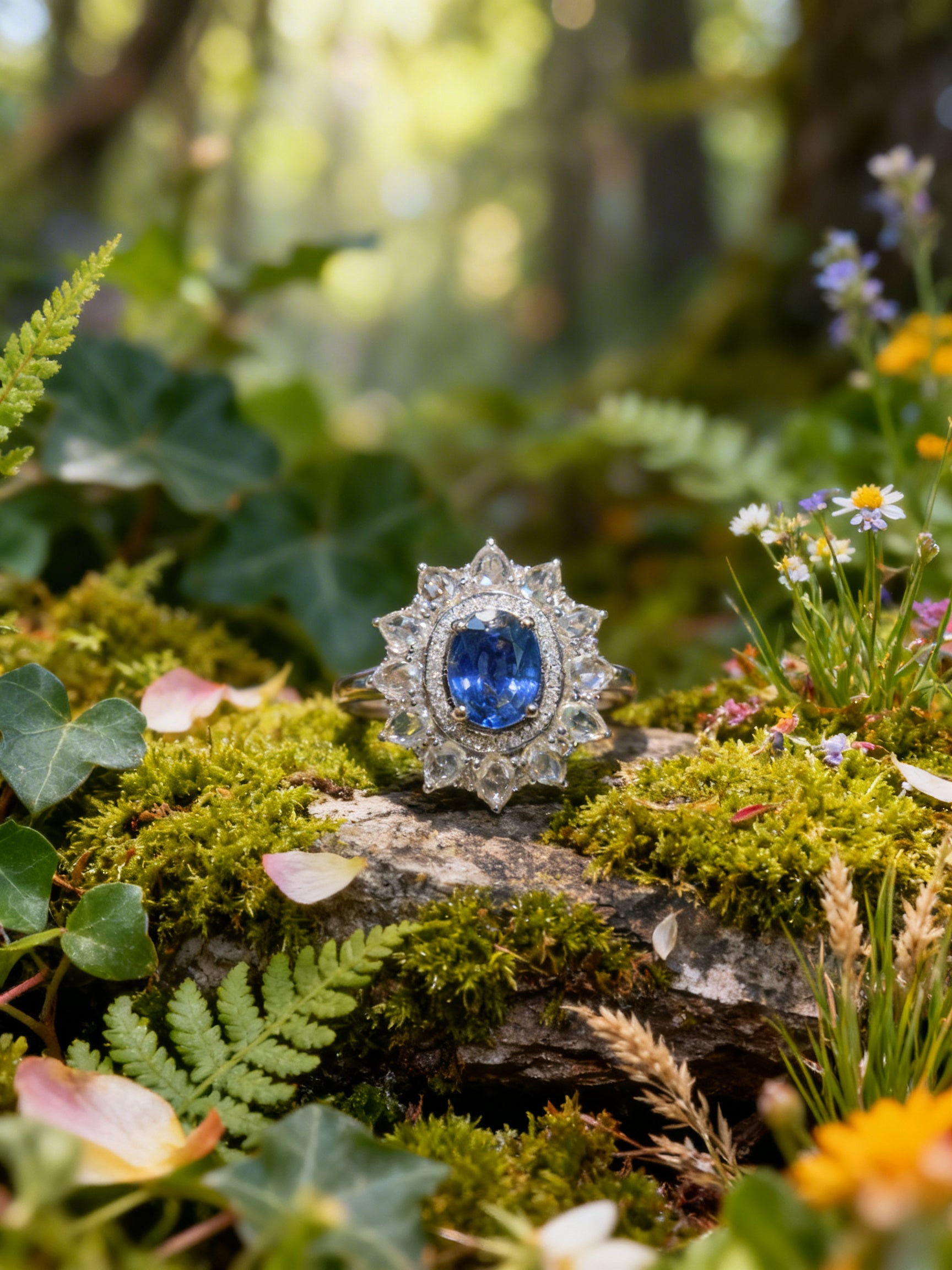 18K Gold Natural Sapphire Ring