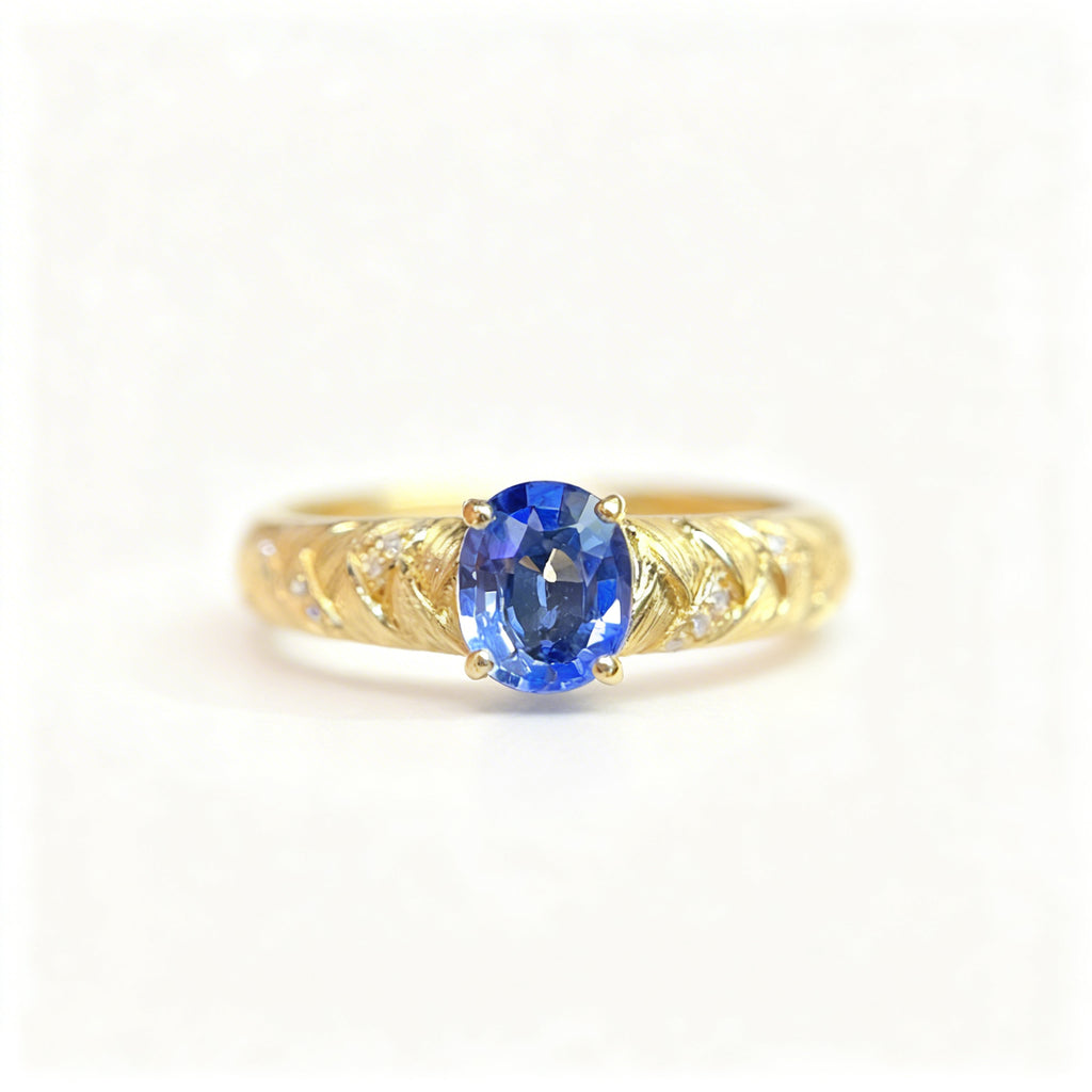 18K Gold Natural Sapphire Ring