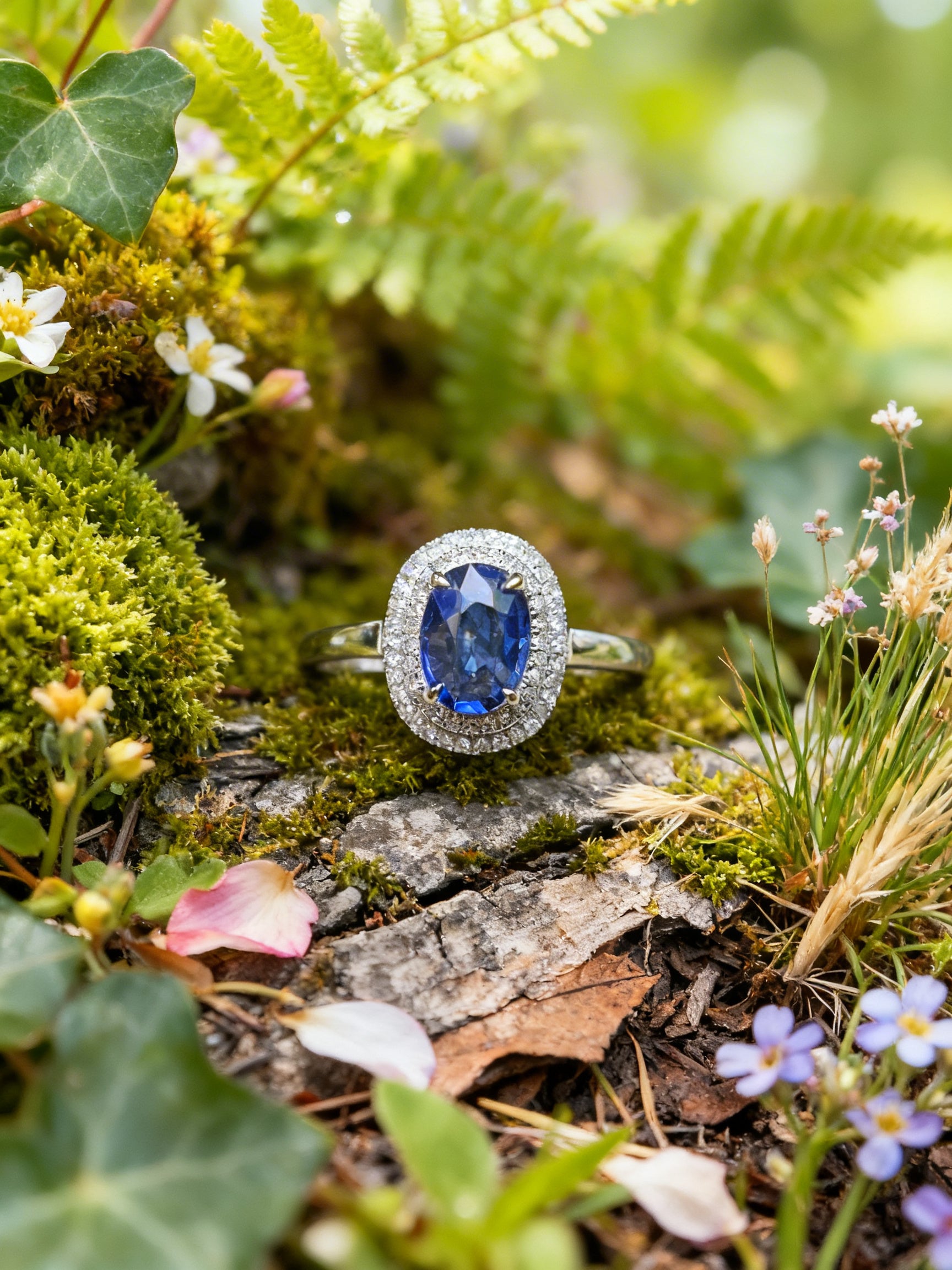18K Gold Natural Sapphire Ring
