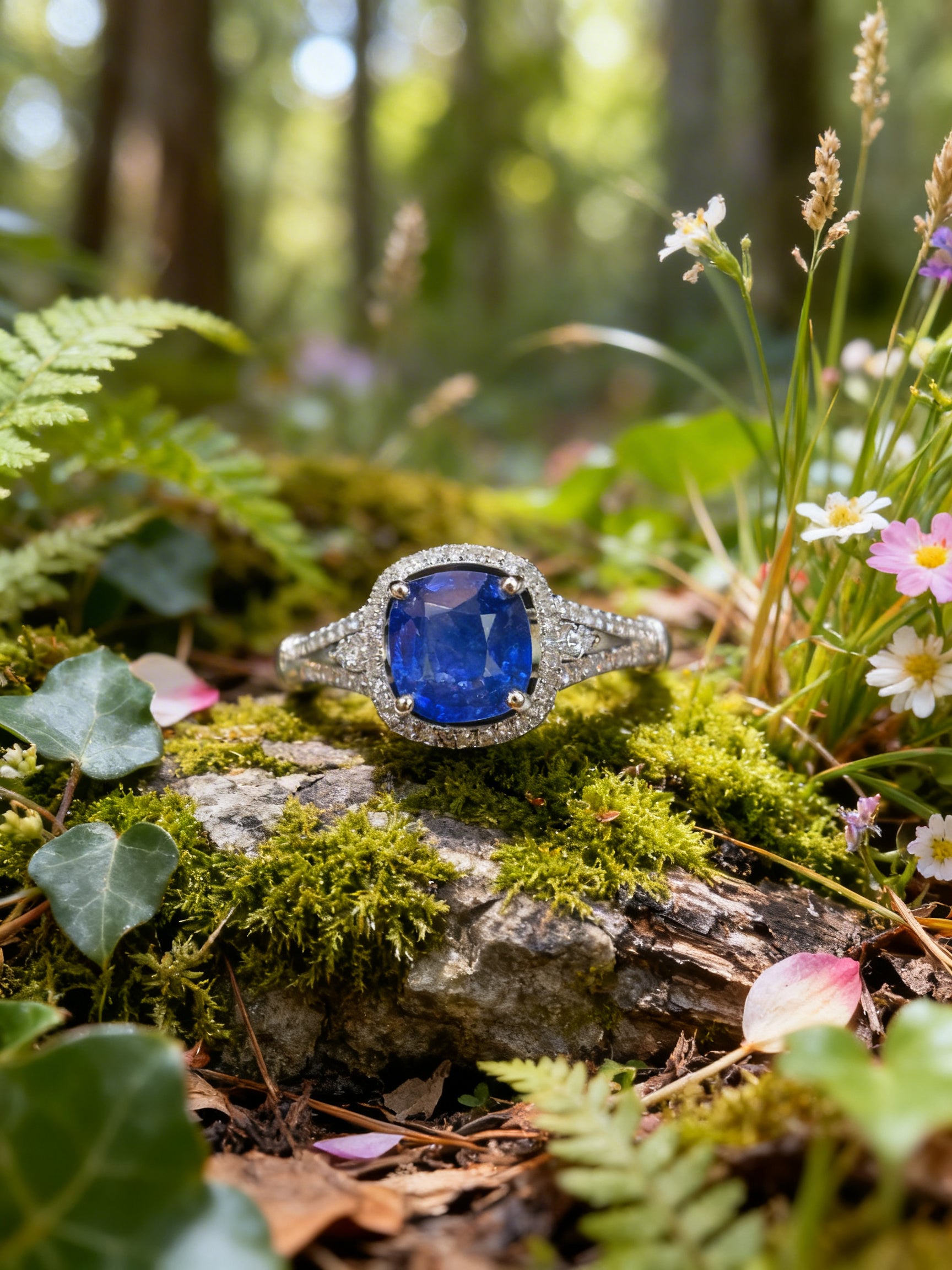 18K Gold Natural Sapphire Ring